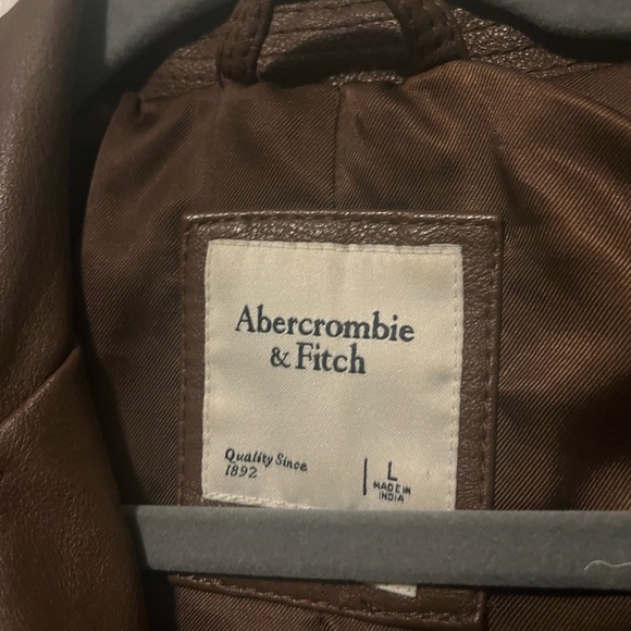 Abercrombie & Fitch Brown Leather Jacket Large - Picture 2 of 3